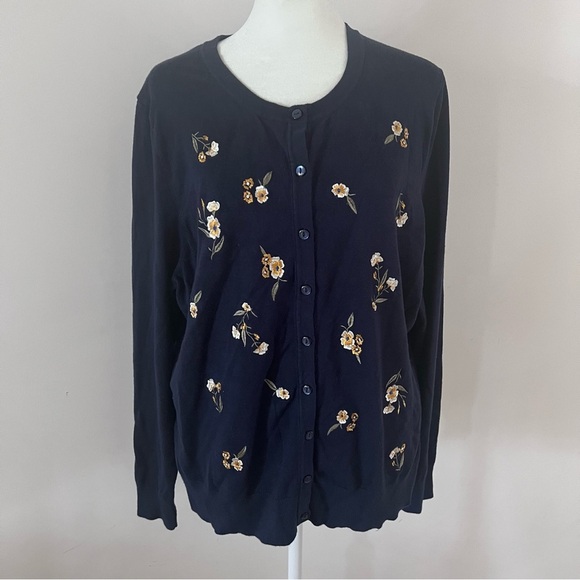 Charter Club Floral Embroidered Cardigan | Size Large | - Picture 4 of 8